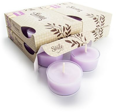 Pure English Lavender Premium Tealight Candles Bulk Pack - Highly Scented with Essential & Natural Oils - 24 Purple Tea Lights - Beautiful Candlelight - Made in the USA - Flower & Floral Collection