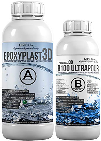 1,5 KG Epoxidharz EpoxyPlast 3D B100 ULTRA POUR 11 CM (110 MM) Gießhöhe für Rivertische I Ultra Diamantklar I Maximaler UV Schutz I Gießharz I Glasklar I Resin I Epoxi I EP I Tisch
