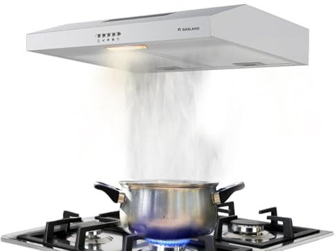 Gasland Chef SR60SP 60cm Cappa Aspirante Sottopensile, Montaggio a Parete Cappa 220m³/h, Cappa a Parete, Con 2W LED