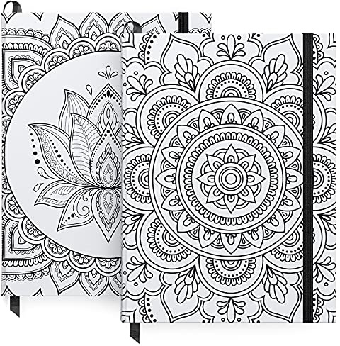 Arteza 2-Pack vanlig anteckningsbok, 96-ark, inbundna tidskrifter, med 80 gsm slätt tomt skrivpapper för punktjournalföring & anteckningar, 15,2 x 20,3 cm, mandala-design [Unknown Binding]