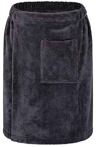 Floringo Luxury Kilt de sauna pour hommes, série Twin-Star, environ 360g avec fermeture à crochet et œillets et poche plaquée (ardoise), Taille unique