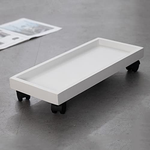 YXCKG Pflanzenwagen mit feststellbaren Rädern 50x40cm Gartenpflanzen-Caddy aus Zementimitat Pflanzentopfständer Blumentopfregal auf Rollen Bewegliche Blumentopfpalette für Indoor Outdoor