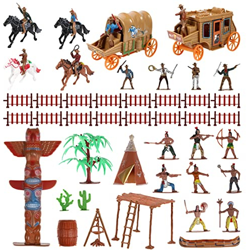 STOBOK Indianer Figuren Modelle: Wilde West Cowboys Figure Playset Set Miniatur Historische Indianer Indianer Figuren Spielzeug für Kleinkinder Kinder Schulprojekt