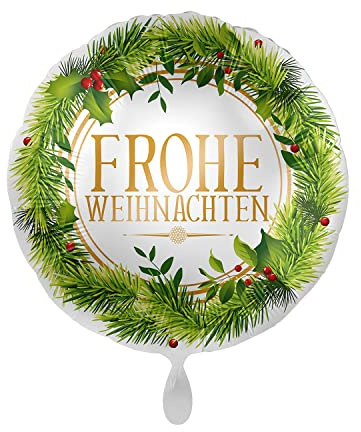 Party Factory Folienballon Frohe Weihnachten Ø 43cm, Heliumballon, Luftballon für Weihnachten, Advent