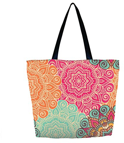 AOKSUNOVA Einkaufstasche Faltbar Stofftasche mit Reißverschluss | Bedruckte Faltbare Einkaufstasche mit Reißverschluss,Viel Stauraum und Praktischer Stoffbeutel für Alltag,Reise und Einkauf