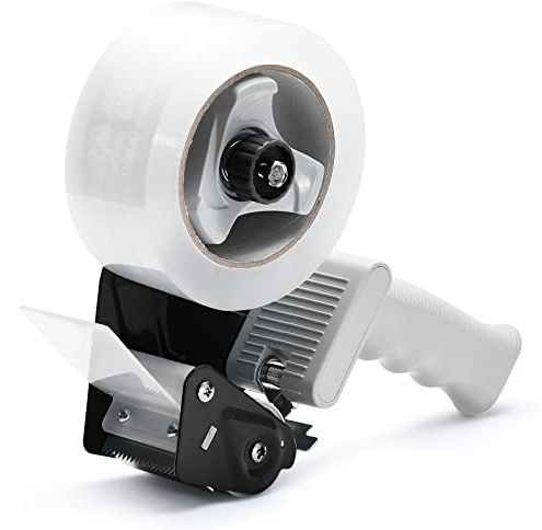 Pacific Mailer packningstejp dispenser pistol, 2 tums tejppistol dispenser med 5 tums kartong förpackningstejp, lätt industriell sidobelastningstejp dispenser – svart