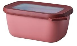 Mepal - Multi Bowl Cirqula Rectangular - Contenitori Plastica con Coperchio - Adatto come Contenitore Ermetico per Frigo, Microonde, Congelatore da Portata - Ciotole Cucina - 750 ml - Vivid mauve