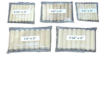 Wood Dowel Pin Assortment-50 Per Package-10 Each of 5 Different Sizes