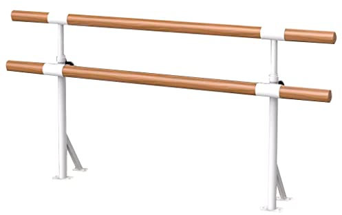 Ballettstange Bodenstehende Doppelschicht-Ballettstange aus Stahl, Massivholzgriff und höhenverstellbare Verlängerungsstange (Size : 2.5M/8.2FT)