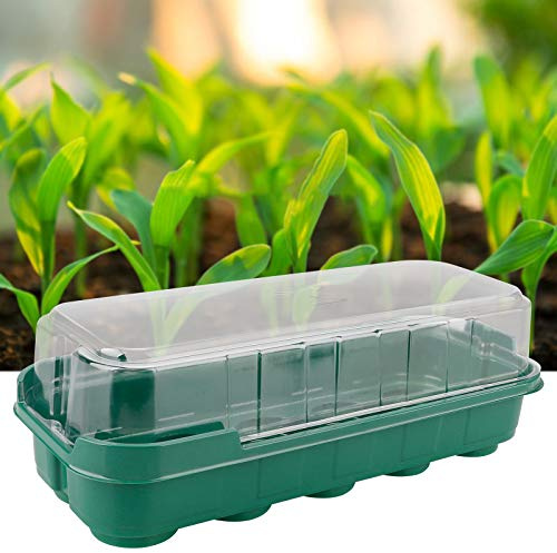 TITA-DONG 6er-Pack Saatgut-Anzuchtschalen-Set, Mini-stabile Fensterbank-Tabletts mit Abdeckkuppel, Gewächshaus-Anzuchtschalen, Mini-Gewächshaus für Den Beginn des Samenanbaus(Grün)