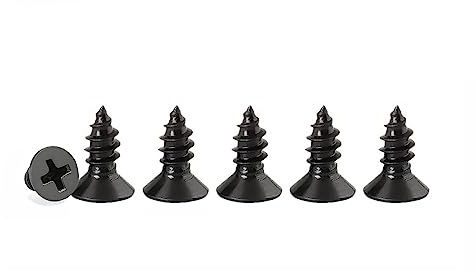 M4 Phillips Flat Head Self Tapping Screws,100 pcs Black M4 x 10mm Carbon Steel Wood Screws DIY Woodworking Screws with Box (M4 X 10mm 100 PCS)
