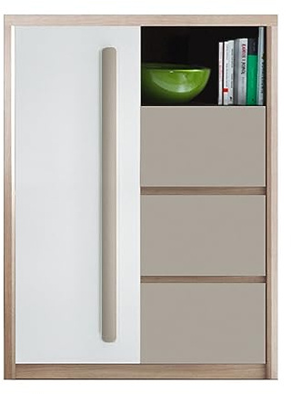 Mon Mobilier Design Roma Buffet Commode 3 tiroirs coulissants 1 Porte battante 1 Niche 90x117 cm