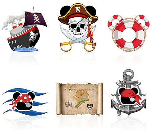 JieyueJewelry 12 Pcs Cruise Door Magnet Stickers, Pirate Captain Mouse Sea Navigation Car Cruise Door Decorations Anchor Cruise Ship Holiday Decor for Carnival Cruise Refrigerator Door