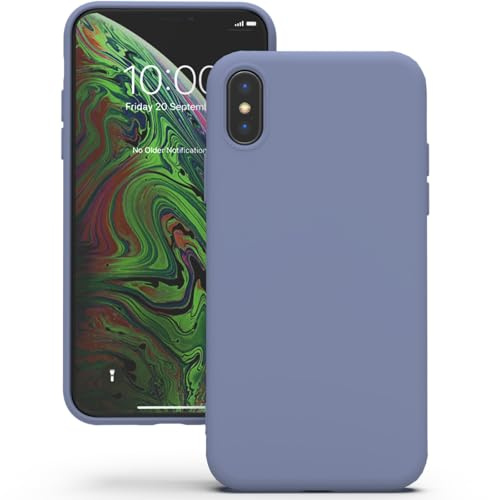 YATWIN Hülle für iPhone X/iPhone XS, Silikon Handyhülle mit Futter, 1mm Kamera und Displayschutz, Dünn & Leicht, Anti Kratzer Case, Lavendelgrau