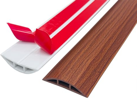 ZZLQIAN Goulotte Passe Cable Sol | Protege Canal De CâBle Flexible | Autocollante | Gestion Et Masquage De CâBles Simples | pour Bureau Maison (Grain de Bois B, 3 M)