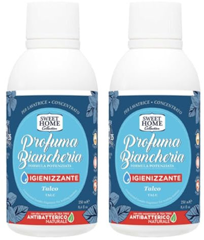Sweet Home, Profuma Biancheria, Formula Potenziata Igienizzante, Antibatterico Naturale, Profumato Al Talco 250ml (2 Unità)