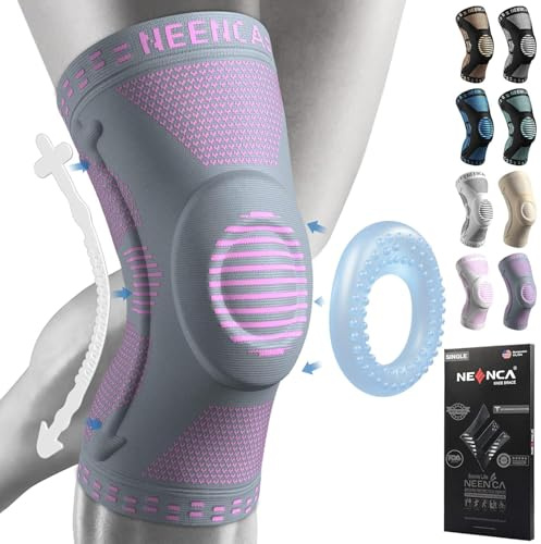 NEENCA Knästöd för knävärk, kompression knäbandage med luftgaller, justerbart knäpaket med sidostabilisatorer, ultramjukt bandage för menisk spricka, ACL, artrit-lättnad