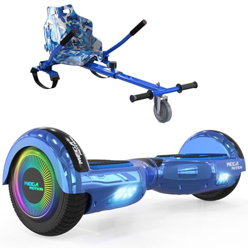 MEGA MOTION 6.5 Zoll Hoverboards mit Sitz für Kinder, Geschenk für Kinder, mit Bluetooth-Lautsprecher-leistungsstarkem Motor, mit LED-Leuchten