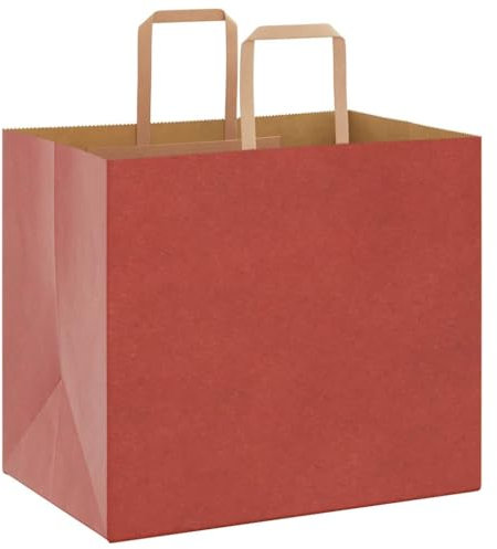 vidaXL Papiertragetaschen 250 Stk., Papiertüten mit Henkeln, Kraftpapiertüten, Geschenktüten für Einkaufen Hochzeiten Verpackungen Partys Geburtstag Weihnachten, Rot 32x22x28cm
