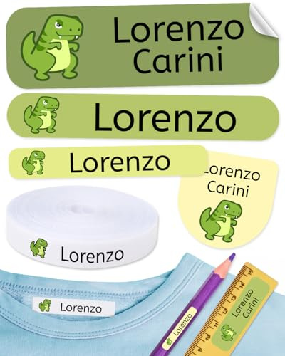 155 Personalisierte Etiketten für Kleidung & Gegenstände. 100 Ökologische Bügeletiketten & 55 Klebeetiketten für Schulmaterial. Individueller Name