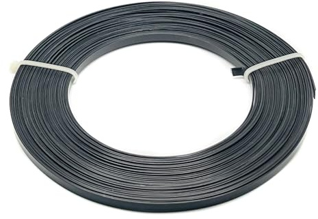 Alambre Plano de Aluminio 5mm de Ancho por 10 metros. Alambre Plateado de Bisutería Accesorios Metálicos para Manualidad de Artesanía. Aluminio Plano Colores (Negro)