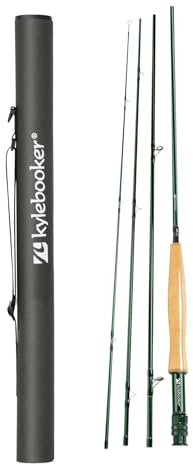 Kylebooker 4 Wt Fliegenfischrute mit Rohr, 4 Abschnitte, mittelschnelle Aktion, leichte Fliegenrute IM7 Kohlefaser, blanko (4 W, 2,4 m)