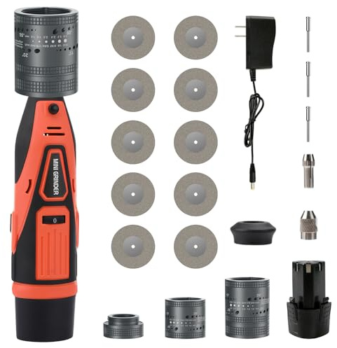 Elektrodenschleifer für WIG Schweißen, Wolfram Elektrodenschärfer-Set | 6 Größen, 8 Winkel, WIG Schleifgerät mit flachem Schleifblock Abtrennschlitz, 10 Diamant-Räder, 3 CNC-Dorne