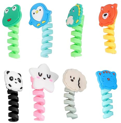 Vaguelly 8pcs Cute Cable Protectors Flexible Earphone Cord Organizers Creative Cable Wrappers for Home and Office