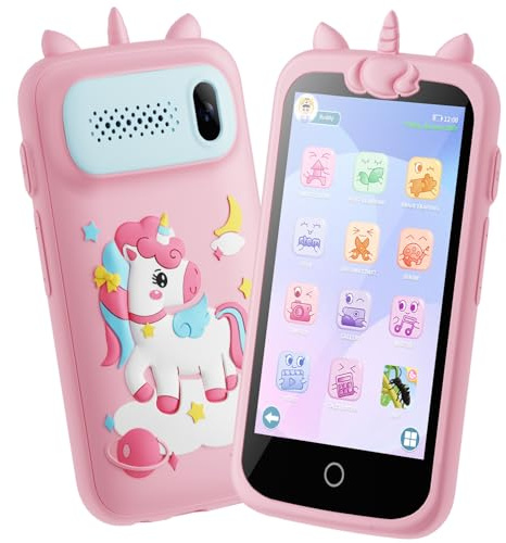 Telefono Giocattolo per ragazze, 3.97 Touchscreen Smartphone Bambini Natale regali di compleanno per ragazze età 3-12, lettore di musica MP3 con doppia fotocamera Telefonino per Bambini