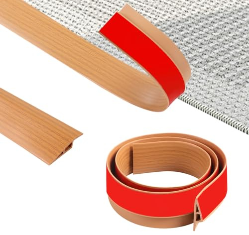 ZTOWOTO 100cm PVC üBergangsprofil Selbstklebend, Flexibel üBergangsleiste Boden Rutschfest, Teppich üBergangsschiene für Bodenlückenbelag, Türen, Fliese, Holz (Breite: 5cm-Gelbe Holzmaserung)