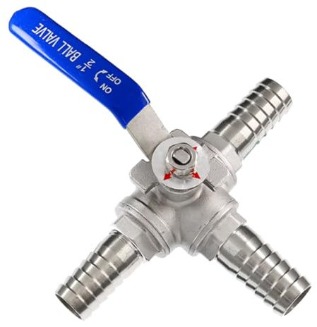 1pcs 3-Way Ball Valve, 6mm 8 10 12 13 14 15 16 18 19 20mm Hose Barb 304 Stainless Steel Ball Valve For Water Adapter Connector(8mm)