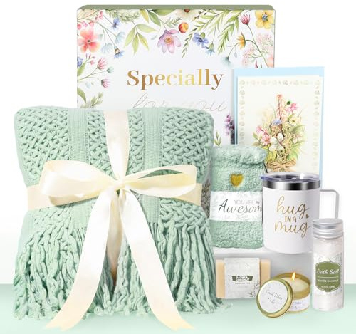 CANIYA Self Care Gifts Get Well Soon Birthday Gifts for Women, Relaxing Spa Gifts Basket Care Package W/Luxury Blanket, Mothers Day Thinking of You Sympathy Gifts for Mom Her Friend Wife Grandma