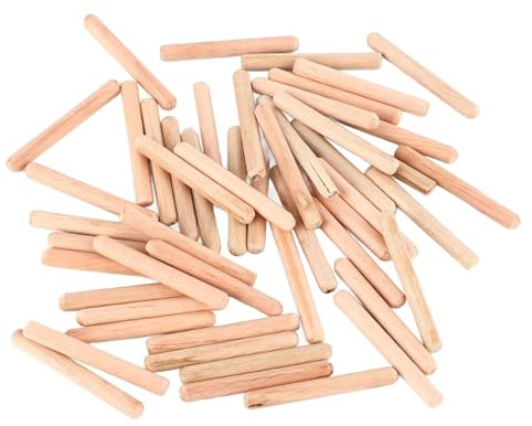 Holzdübel 6mm (50 Stück): M6x50mm Runde Geriffelte Massivholz Dübel, Stabil Für Möbelmontage, Schrankschubladen & Holzarbeiten