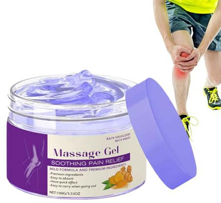 Gel de Masaje | Crema Aliviante Deportiva | 100g Gel Calmante para Músculos y Articulaciones en Espalda Rodillas Pie Hombros Cuello Mano Tobillo Caderas Codos y Zona Lumbar