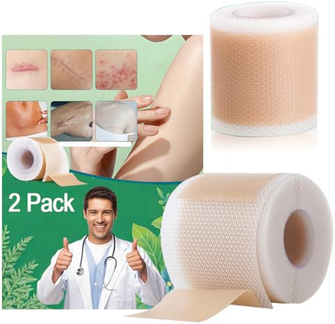 2 Pack - Silicone Scar Sheets, Silicone Scar Tape (4CM x 1.5M), Scar Tape Roll Medical Silicone Easy, Reusable Scar Sheets for C-Section, Tummy Tuck, Keloid, and Surgical Scars,Scar Removal Treatment1
