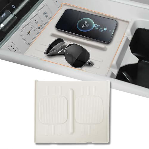 Wireless Charging Pad for 2024-2026 Hyundai Santa Fe Accessories | White Silicone Non-Slip Protective Cover, Heat Insulating, Easy to Clean Cordless Car Charging Interior Accessory