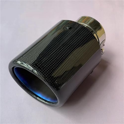 UAGFDFF Coda Punta Fine Tubo Terminale Scarico Auto in Fibra Carbonio Lucido Blu in Acciaio Inox Tubo Scarico Scarico Marmitta Terminale per Tutte Auto Tubo di Scarico(ID 54-OD 89)