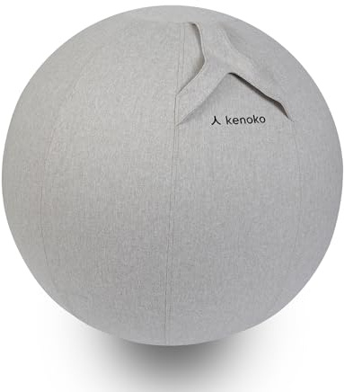 kenoko Ergonomique Ballon Bureau Siège NAMI 65 cm | Idéal pour Bureau, Yoga et Grossesse | Revêtement Lavable | Boule Gonflable avec Pompe Incluse | Couleur: Beige Clair
