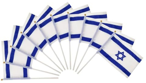 Alasum 10 pièces Lot de Drapeaux Israël Polyester Pliable Décoration de Fête Extérieure Couleur Vif pour Maison Voiture et Bateau