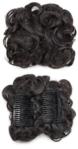 Syntetiska kammar mässigt hår bit vågigt lockigt hår byn förlängning tjock lockigt chignon hårdel klämma i scrunchies ponytail förlängning för kvinnor ponytail förlängning (mörkbrun