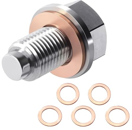 TIHNY Magnetic Oil Drain Plug M14x1.5 with 5 Copper Washers, Stainless Steel 304 Sump Plug Replacement Universal Fit for Cars Motorcycles - Febi Bilstein Compatible