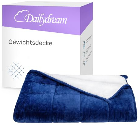 Dailydream Therapie - Manta pesada (135 x 200 cm, 7 kg, forro polar, relleno de perlas de vidrio, manta pesada para dormir, manta terapéutica)