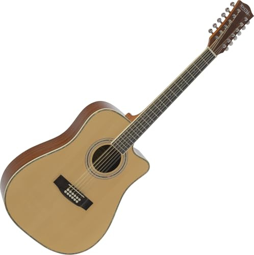 Rocktile WSD12-50C-NT Chitarra Western - Dreadnought 12 Corde con Cutaway - Tavola in Abete & Corpo in Mogano - Tastiera in Palissandro - Gloss Finish - Naturale