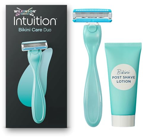 Wilkinson Sword Intuition Bikini Care Duo Bikinirasierer für Damen, plus After Shave Lotion, 1 Damenrasierer Ersatzklinge