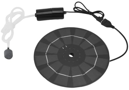 LEEZAD Solcellsdammluftare, 10W Bärbar Akvarieluftpump Syregenerator, Kiselrund USB Akvariesyrepump Fiskakvarieluftare för Utomhusfiskakvarium