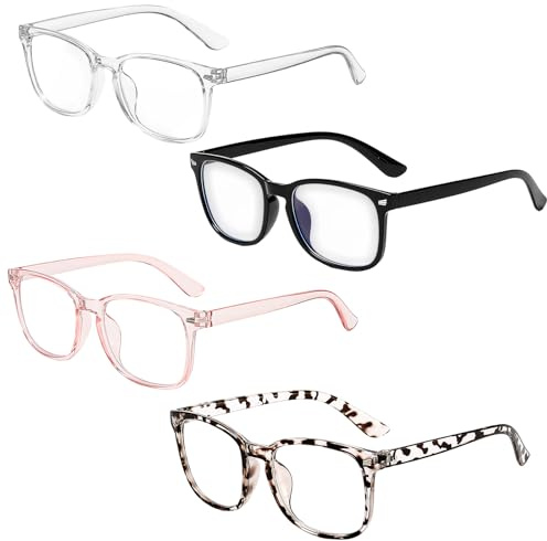 GYTFOG 4PCS Blue Light Glasses, Blue Light Glasses Men Prevent, Blue Light Blocking Computer Glasses, for Women and Men Reader, Pretend Glasses for Daily Wear, Matching With Outfits