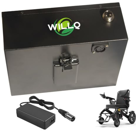 WILLQ 24 Volts Electric Wheelchair Battery 24V 6.6Ah 10Ah 12Ah 15Ah 18Ah 20Ah 25Ah 30Ah 35Ah Lithium Battery Clip-on Type for Mobility Scooter Motor,24V10Ah