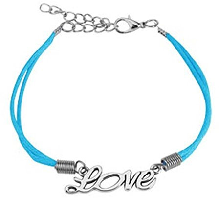 beyoutifulthings Wickel-Armband Love Länge 240mm Breite 1,51mm verstellbar Karabinerverschluss Echt-Leder Edelstahl Seil Unisex blau