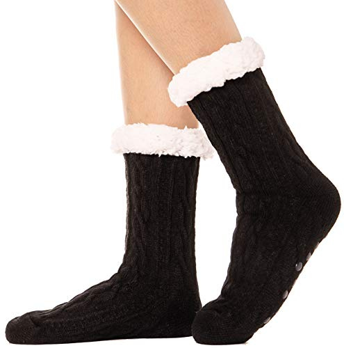 ANTSANG Damen Kuschelsocken Stoppersocken Warme Rutschsichere Hüttensocken Dicke Hausschuhe Socken Flauschig Geschenk Winter Weihnachtssocken