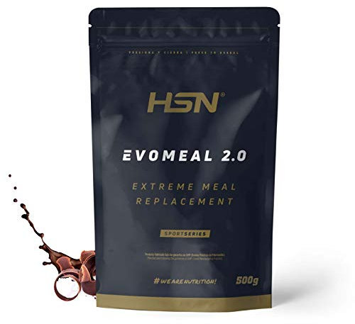 HSN Evomeal Shake Substitut de Repas | Shake sans gluten adapté aux végétariens | Protéines + Glucides + Vitamines + Minéraux + CLA (Chocolat, 500 gr)